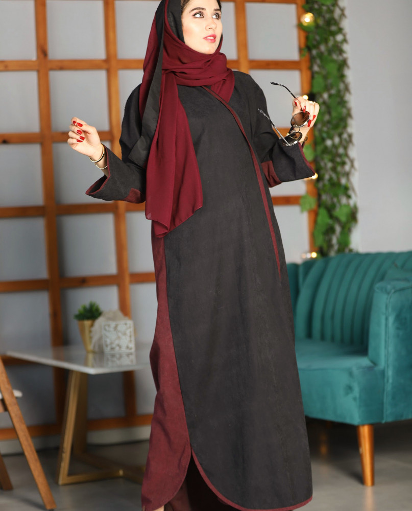 عباية الجناح حرير شامواه ( بلونين )