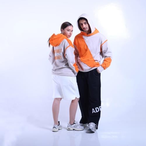 New gray and orange oversize hoodie