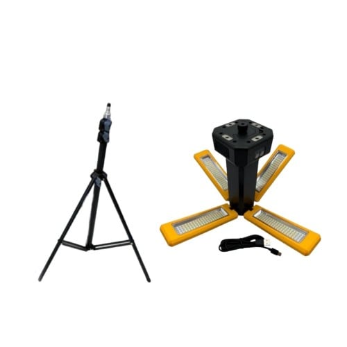 A lighting pole and a power bank that is charged with solar energy and via a USB port