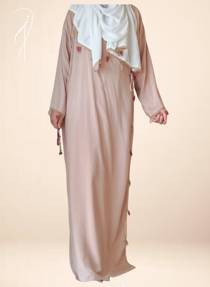 شرشف صلاة لف بيج غامق قطن بالكروشيه عناقيد عنب  يدوي