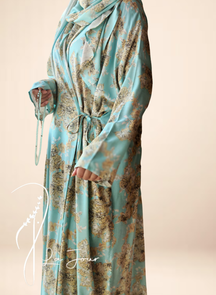 شرشف صلاة لف منقوش بألوان الأزرق والباج من لاجور