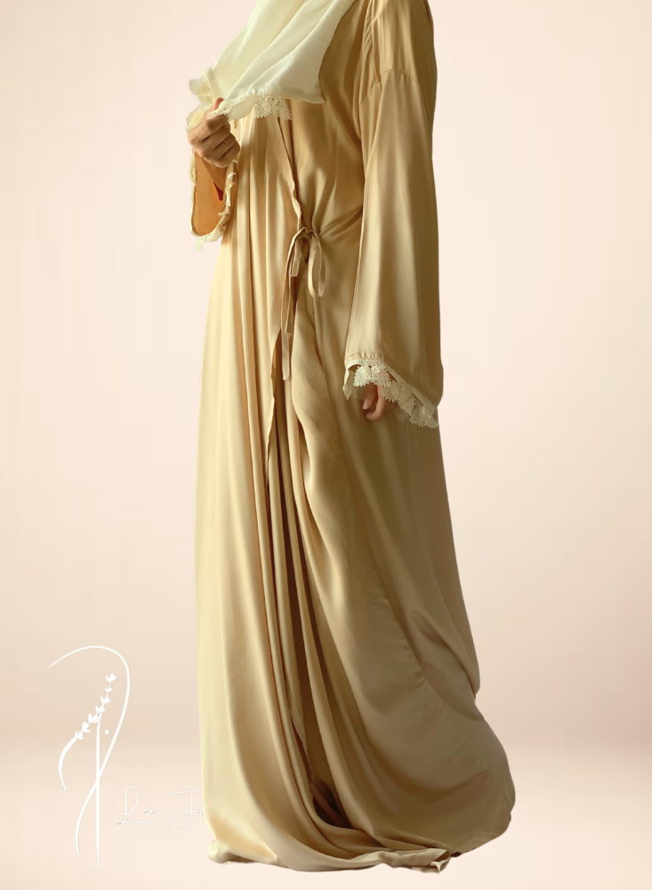 Oya prayer sheet, pink flowers, beige wrap, separate veil