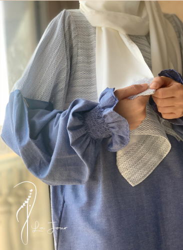 عباية شرشف سستة ازرق فاخر من القطن الستان و القطن...