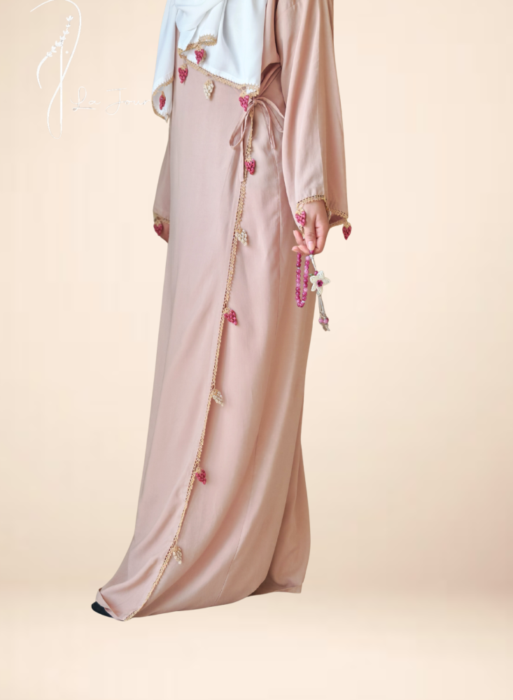 شرشف صلاة لف بيج غامق قطن بالكروشيه عناقيد عنب  يدوي