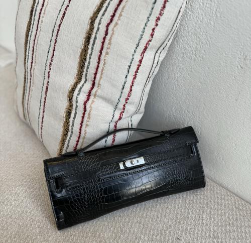 Elegant clutch bag - كروكودايل أسود