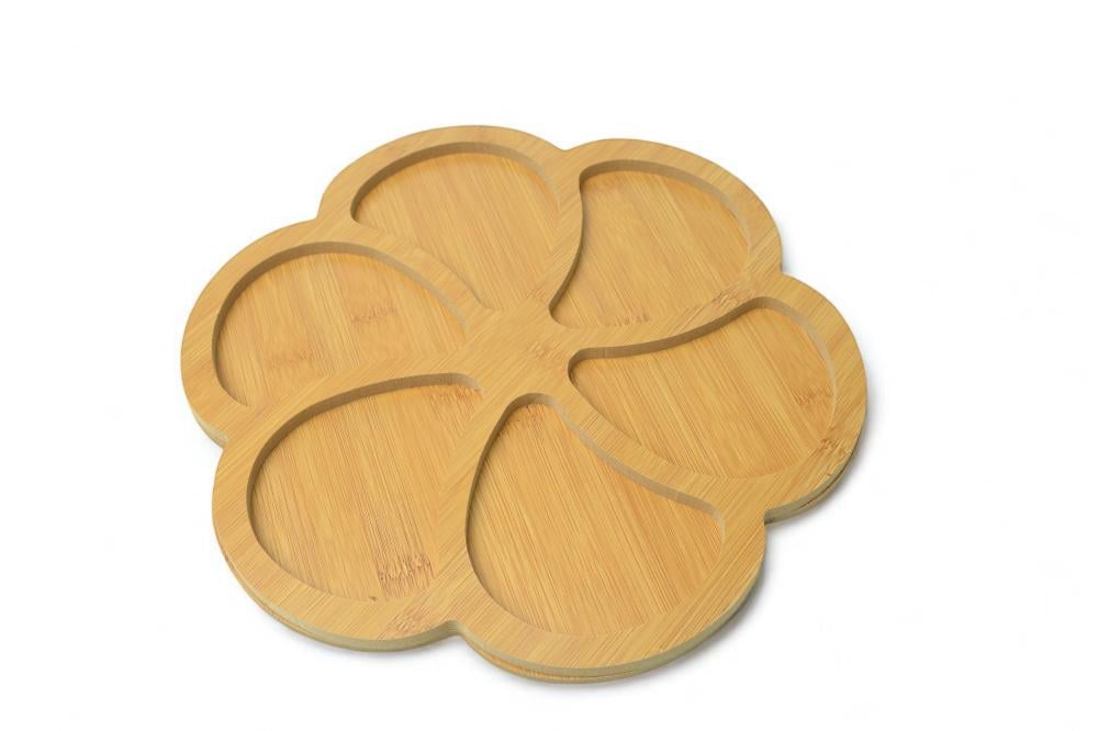 صحن تقديم مكسرات خشب مقسم