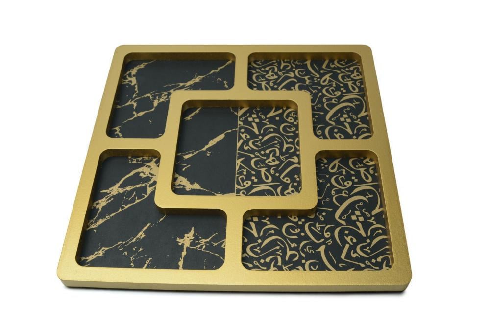 صحن تقديم مكسرات خشب  مقسم