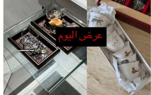 صينية ميني قطعتين + فناجيل التايقر نص درزن