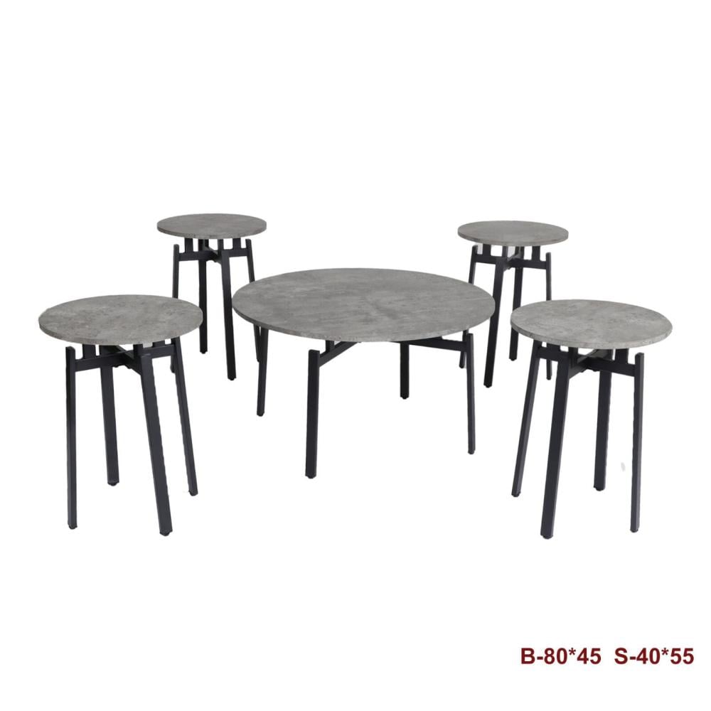 طقم طاولة ضيافة سطح خشب رمادي مع 4 خدمة