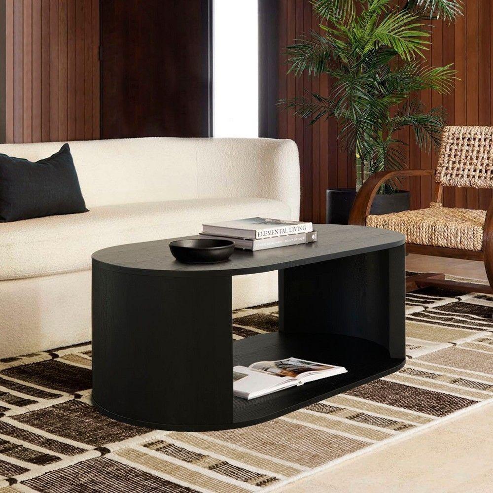 طاولة قهوة انيقة مصنوعة من خشب السنديان الأسود - بتصميم أنيق وعملي