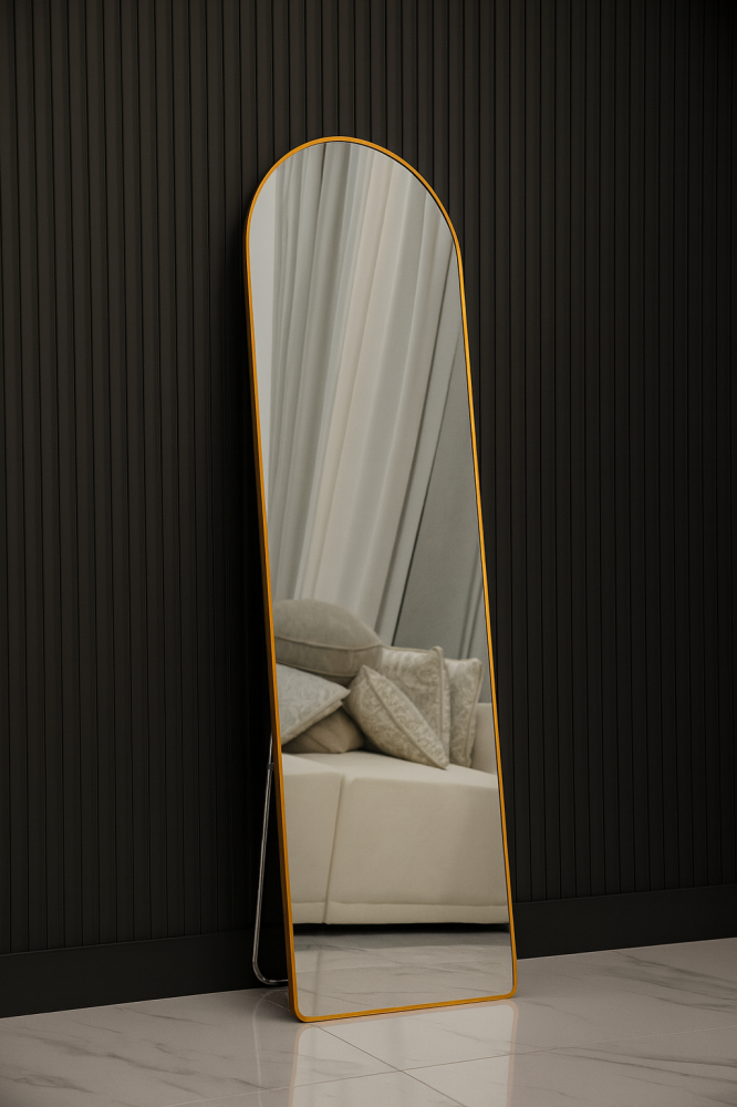 مراية ديكور إطار ذهبي مع استاند مقاس 152*42 سم - بتصميم فاخر وأنيق *LU