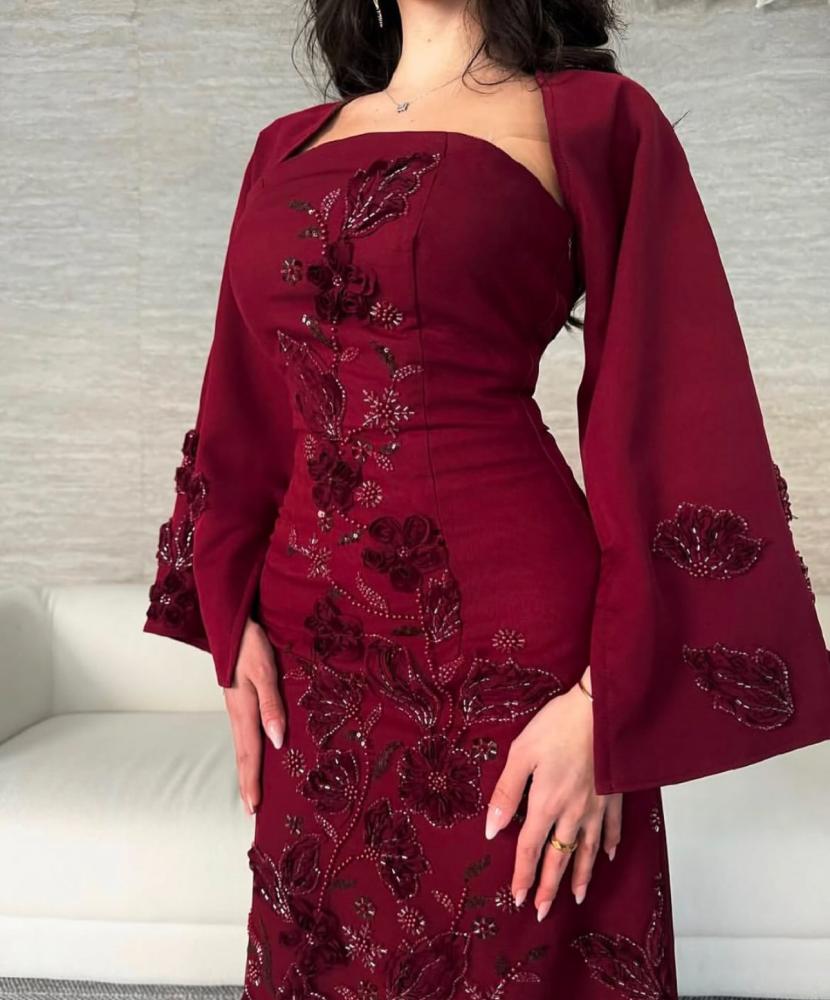 فستان سهره عنابي