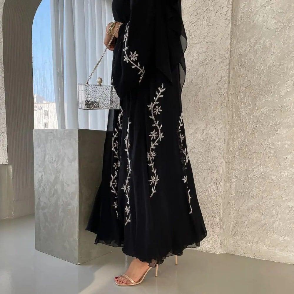 عبايه دبل كلوش  شيفون-متجر زينة