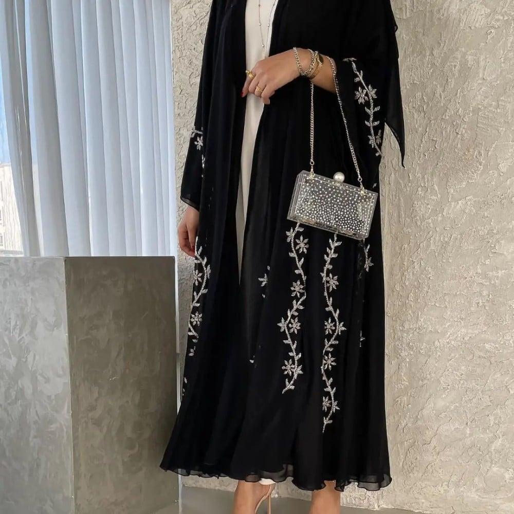 عبايه دبل كلوش  شيفون-متجر زينة