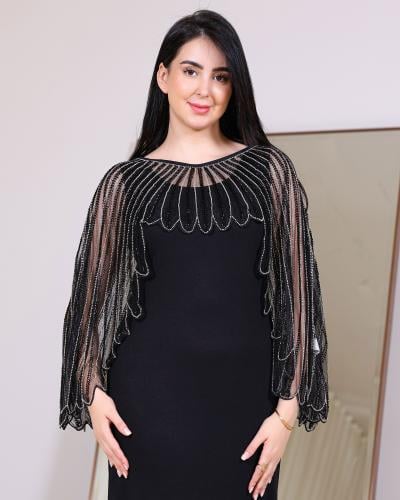 بلوزة سهرة سوداء بتطريز فاخر – فري سايز