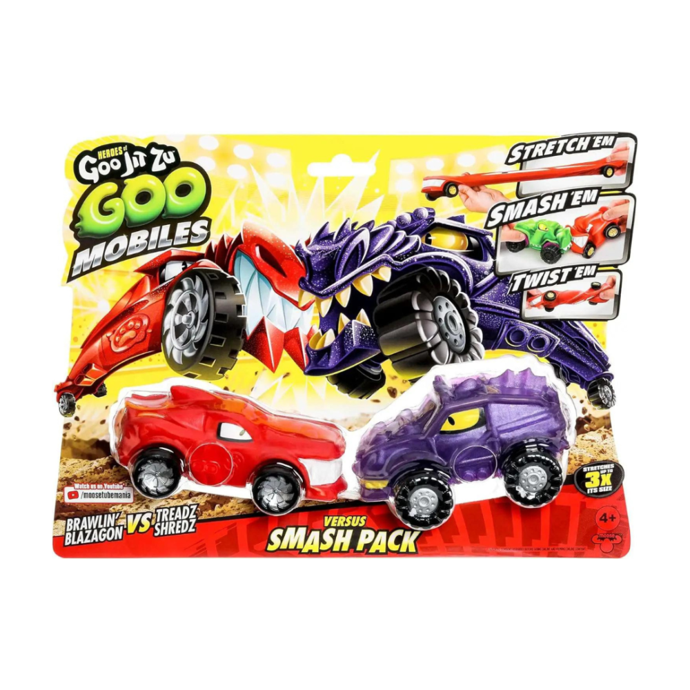 أبطال Goo Jit Zu Goo Mobiles Brawlin' Blazagon ضد Treadz Shredz Versus Smash Pack