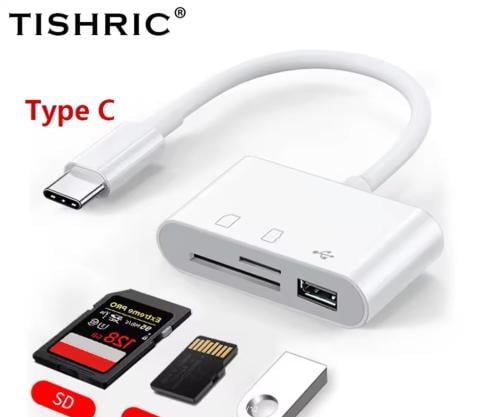 TISHRIC مايكرو USB نوع C محول USB TF SD قارئ بطاقا...