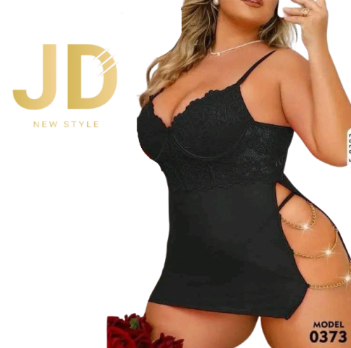 قميص نوم اسود سلاسل قصير