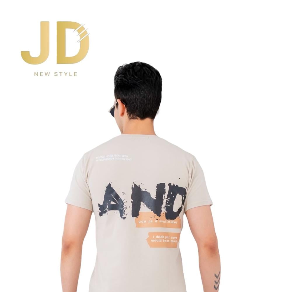طقم شبابي تيشيرت أسود بطبعة مع بنطال كارغو رمادي فاتح من JD New Style
