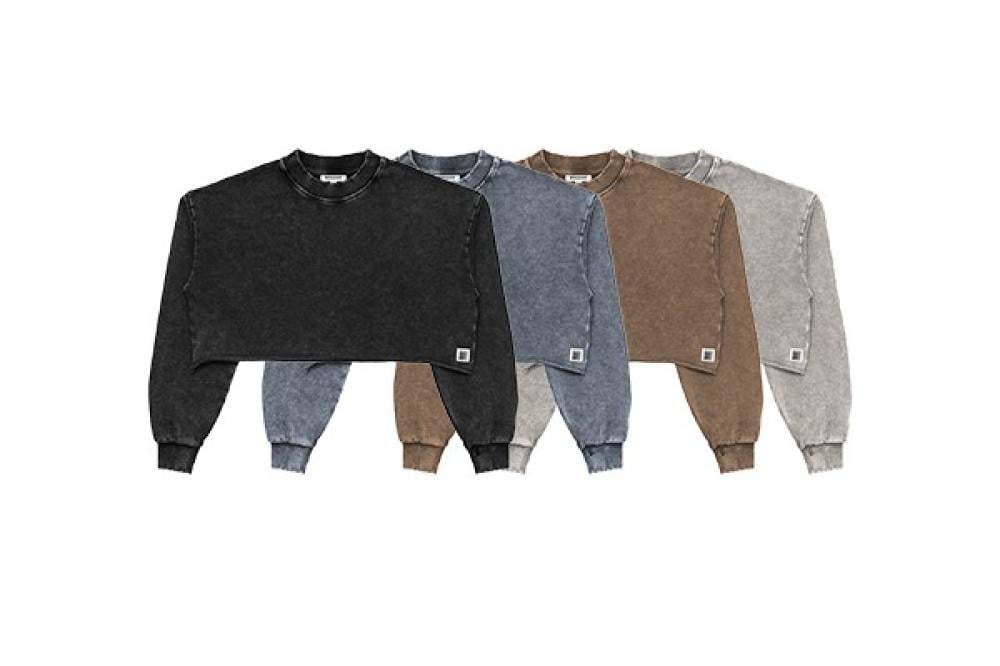 Crop Long Sleeve من Broken Box: كروب أوفر سايز نسائي بغسيل خاص