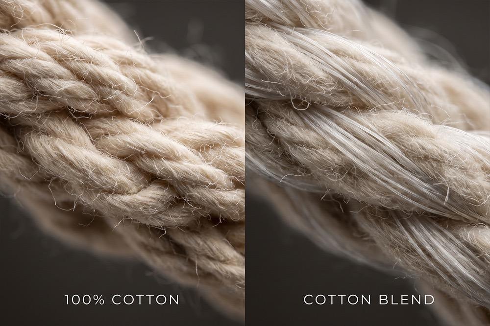 الفرق بين 100% Cotton و Cotton Blend في التيشيرت