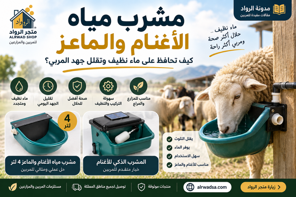 مشرب مياه الأغنام والماعز: كيف تحافظ على ماء نظيف وتقلل جهد المربي؟