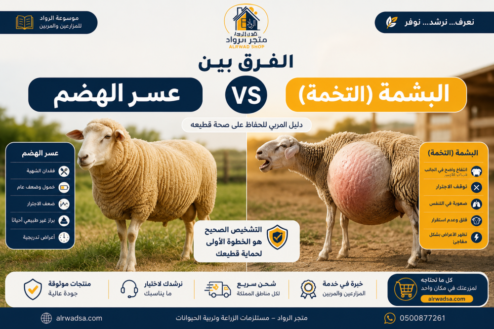 الفرق بين البشمة (التخمة) وعسر الهضم عند الأغنام