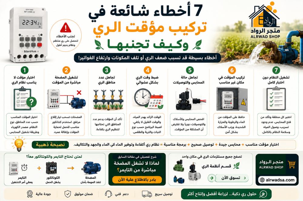 7 أخطاء شائعة في تركيب مؤقت الري وكيف تتجنبها