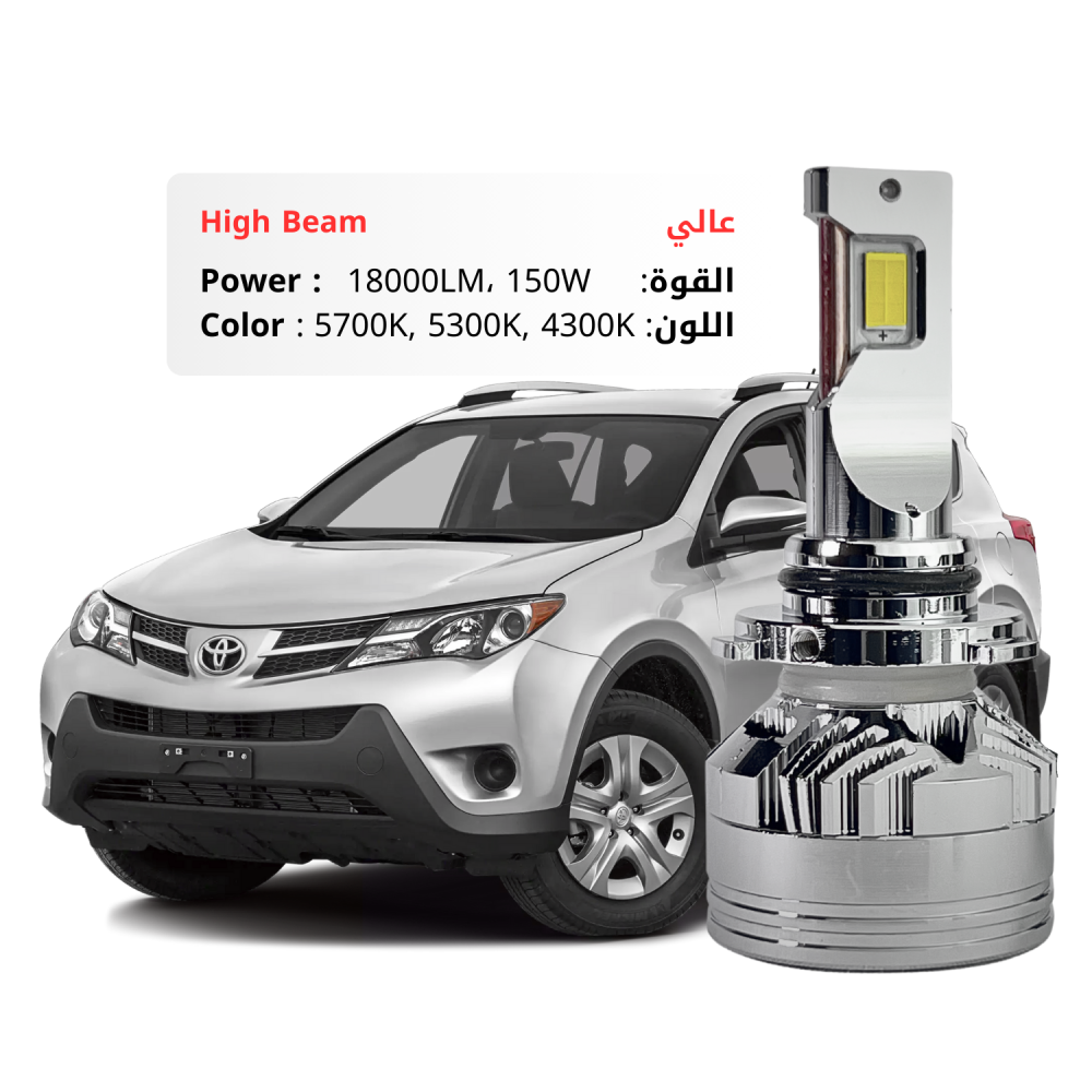 طقم ليد عالي راف4 2013-2015 بقوة 18000LM 150W متوفر بعدة ألوان