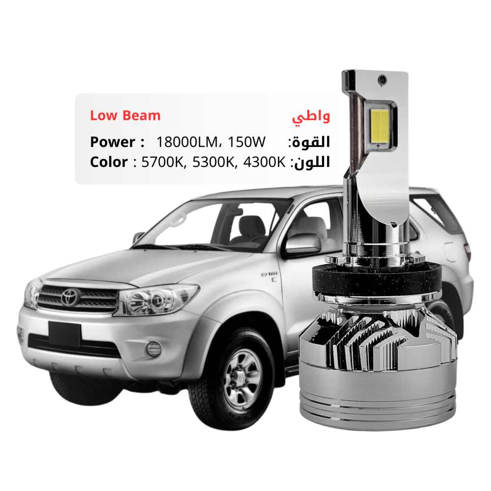 طقم ليد واطي فورشنر  2009-2011 مقاس H11/H9 بقوة 18000LM 150W متوفر بعدة ألوان