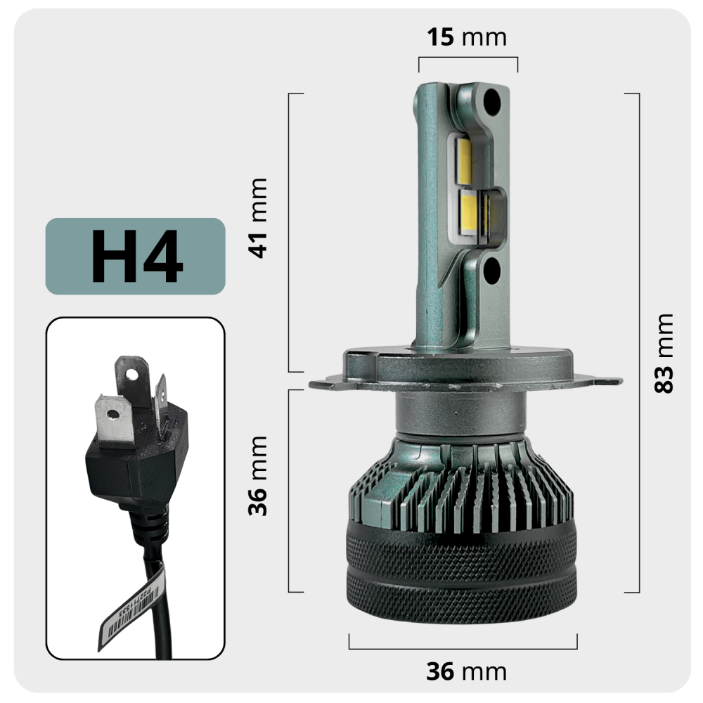 لمبات ليد خطين مقاس H4 بقوة 13500LM 110W لون 4300K كريمي