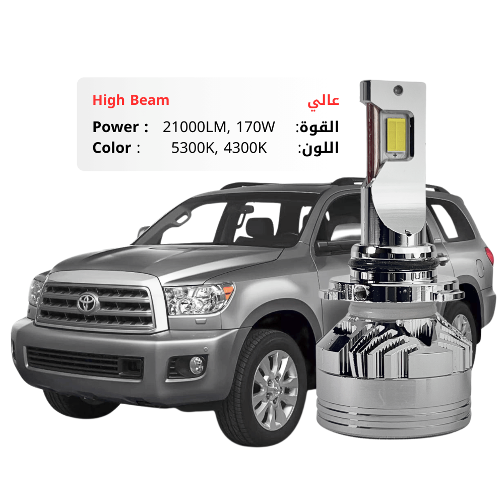 طقم ليد عالي سكويا بقوة 21000LM 170W متوفر بلونين