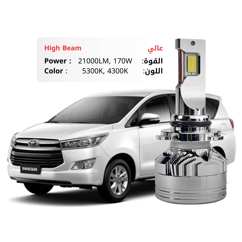 طقم ليد عالي انوفا 2016-2023 بقوة 21000LM 170W متوفر بلونين