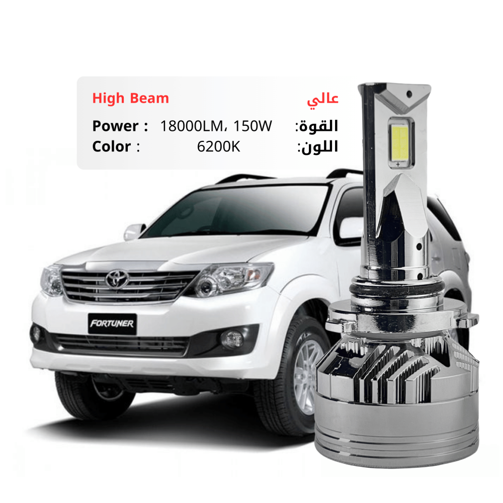 طقم ليد عالي فورشنر 2012-2015 بقوة 18000LM 150W لون 6200K ابيض مايل للأزرق