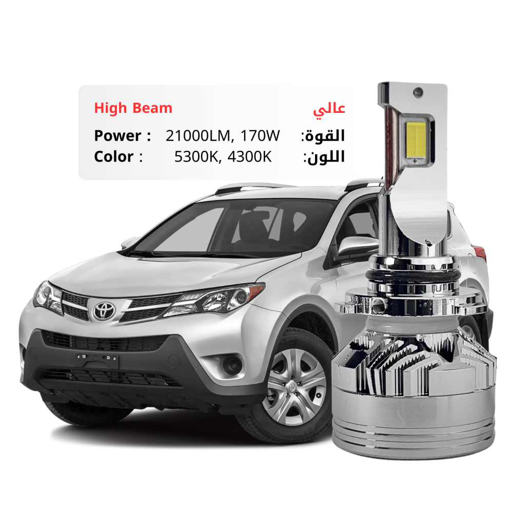طقم ليد عالي راف4 2013-2015 بقوة 21000LM 170W متوفر بلونين
