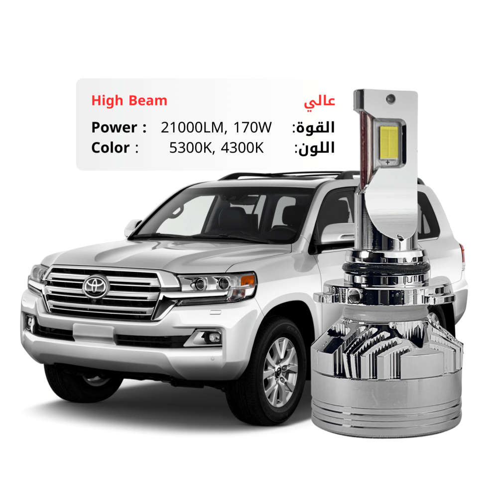 طقم ليد عالي لاند كروزر  2016-2021  مقاس 9005 بقوة 21000LM 170W متوفر بلونين