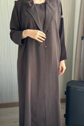 عبايه سفر ياقه بني - عبايات العنود