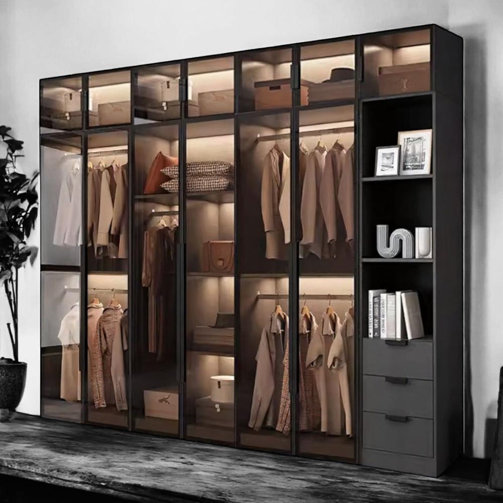 خزانة ملابس فاخرة | 6 أبواب مفصلية | ملحق |  315 سم × 240 سم × 60 سم |خشب شيبورد إسباني | ضمان 10 سنوات