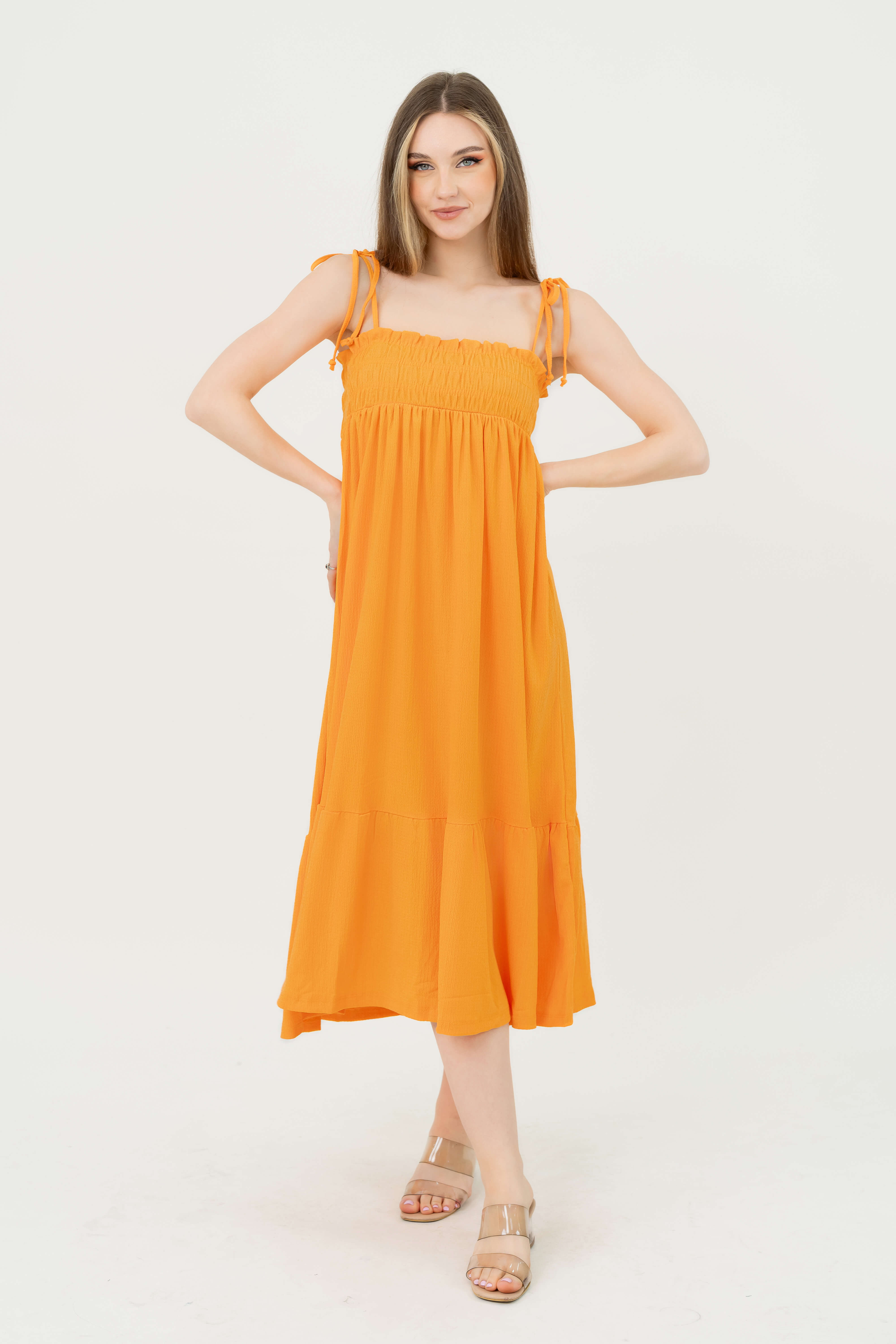 Women's Summer Casual Dress in Orange Black – Turkish Style