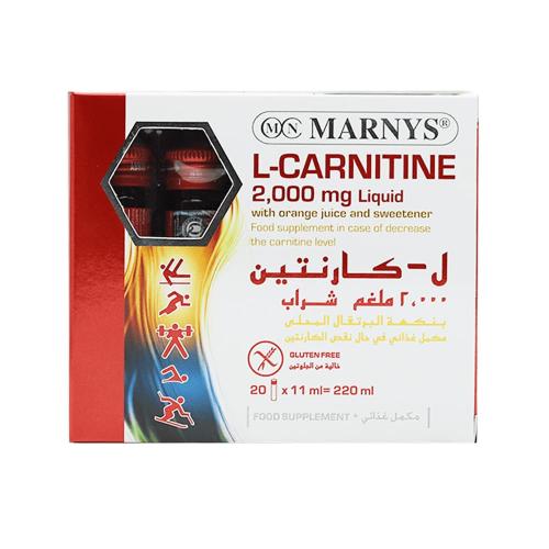 Marnys L-Carnitine Liquid 2000mg Orange Flavor - 20 x 11ml