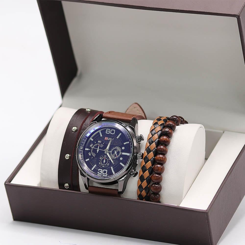 Mens leather bracelet watch best sale