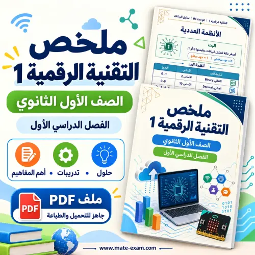 ملخص التقنية الرقمية 1 أول ثانوي الفصل الأول 1448 PDF