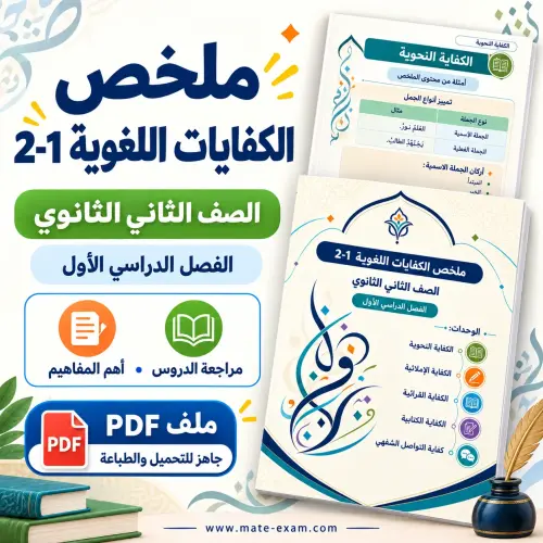 ملخص الكفايات اللغوية 2-1 ثاني ثانوي الفصل الأول 1448 PDF