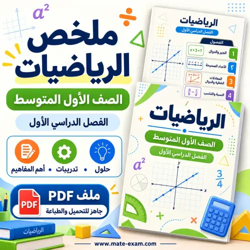ملخص رياضيات أول متوسط الفصل الأول 1448 PDF الجبر والدوال