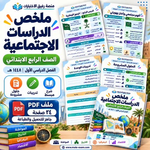 ملخص الدراسات الاجتماعية رابع ابتدائي الفصل الأول 1448 PDF