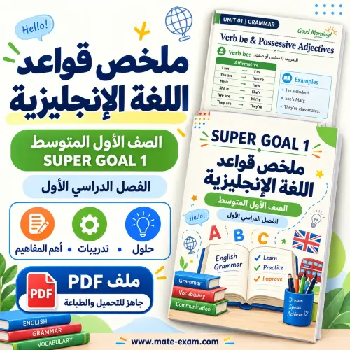 ملخص إنجليزي أول متوسط Super Goal 1 الفصل الأول 1448 PDF