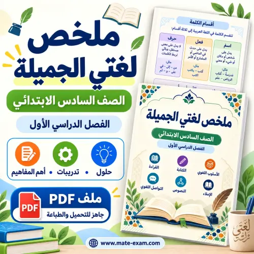 ملخص لغتي الجميلة سادس ابتدائي الفصل الأول 1448 PDF