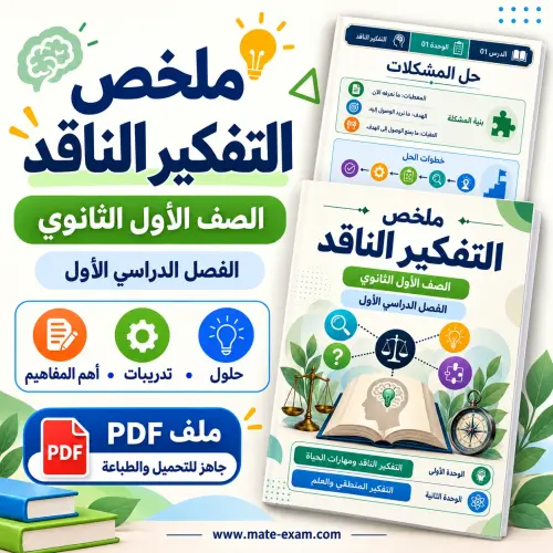 ملخص التفكير الناقد أول ثانوي الفصل الأول 1448 PDF
