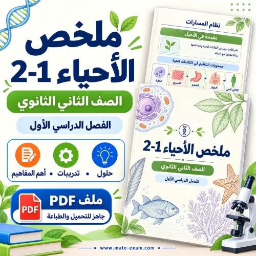 ملخص الأحياء 2-1 ثاني ثانوي الفصل الأول 1448 PDF شوكيات الجلد