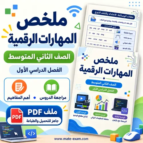 ملخص المهارات الرقمية ثاني متوسط الفصل الأول 1448 PDF إنتاج فيديو